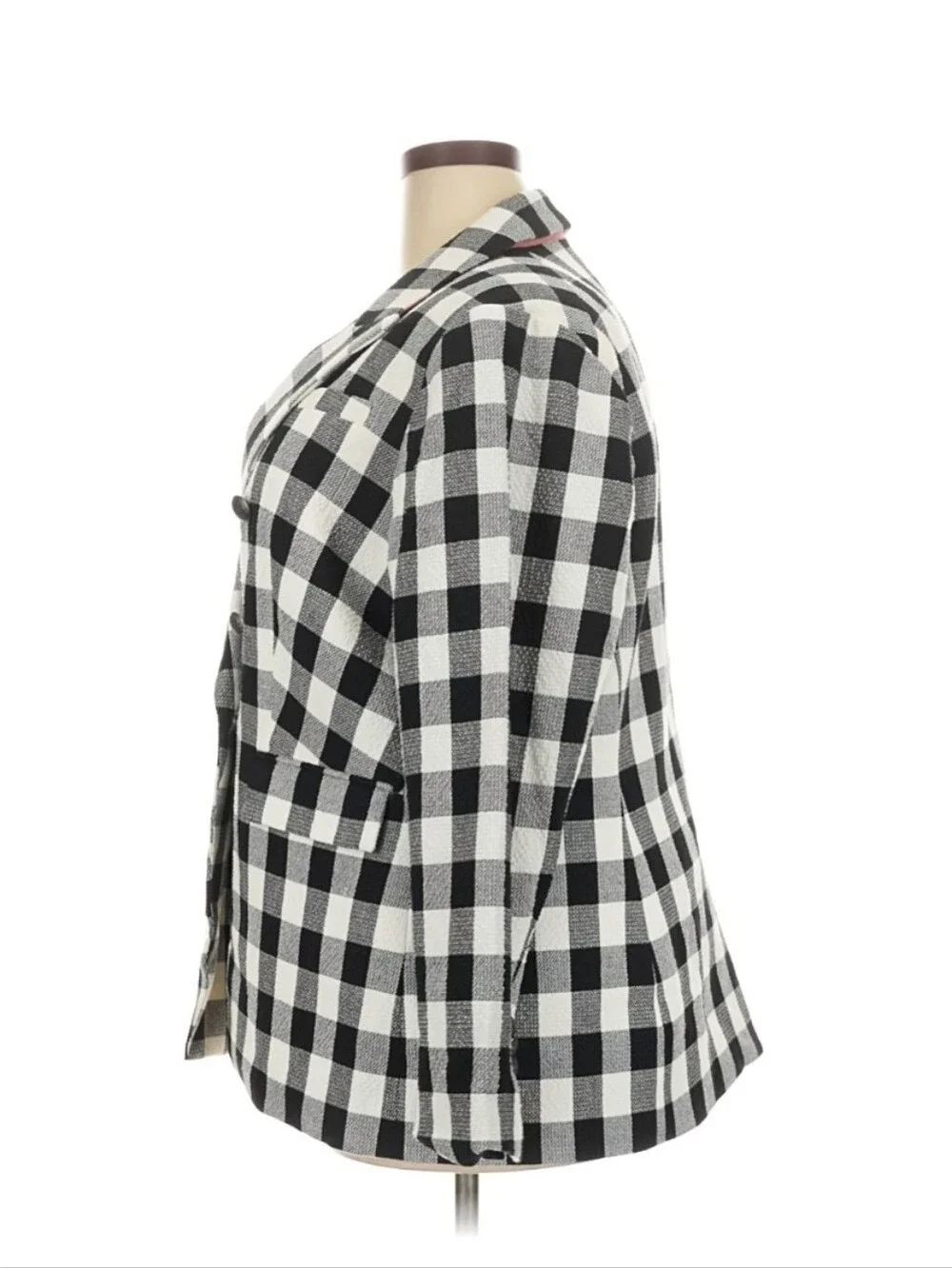 Court & Rowe Black White Gingham Double Breasted Blazer Jacket 20W Plus Size
